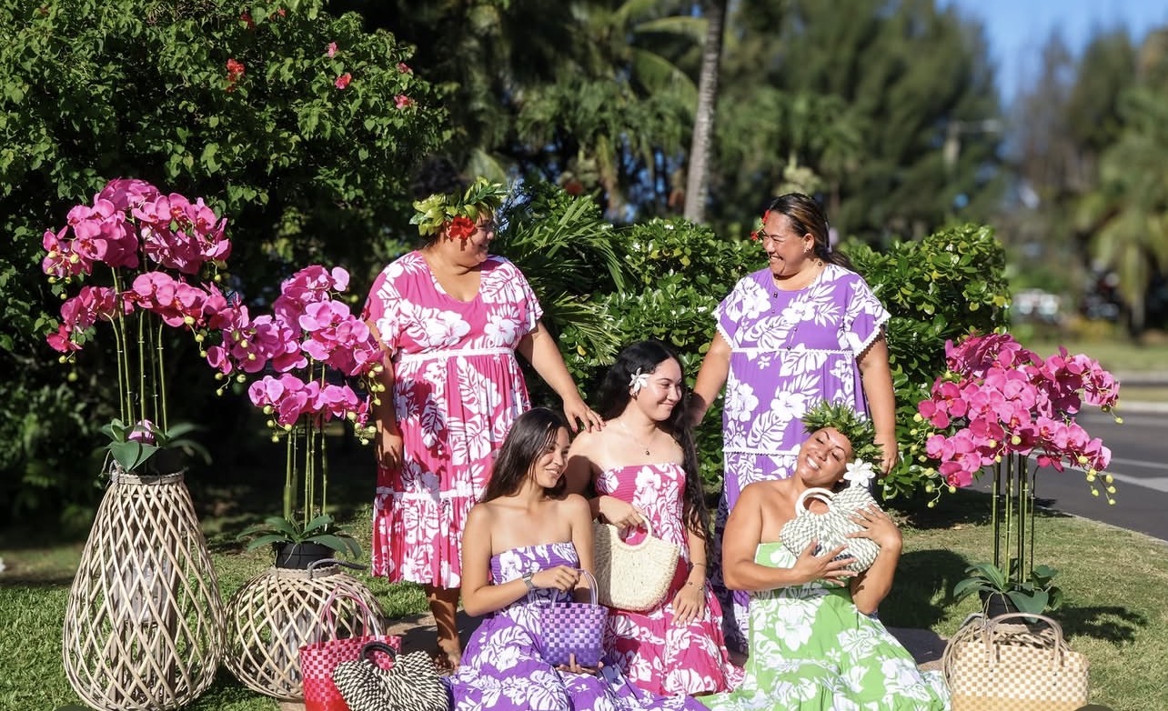 Women with handwoven basket bags